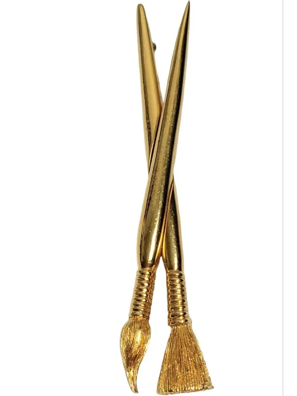 Carolee Vintage Gold Tone Artist Paint Brushes Pin Brooch, Signed